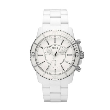 Horlogeband Fossil CH2624 Kunststof/Plastic Wit 9mm